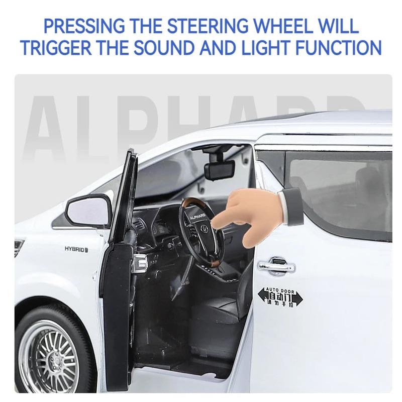 Yeni 1/18 Toyota Alphard MPV Çinko Alaşım Araba Modeli Döküm Metal Oyuncak Araba Araba Modeli Yüksek Simülasyon Ses ve Işık Çocuk Hediyesi Süsler