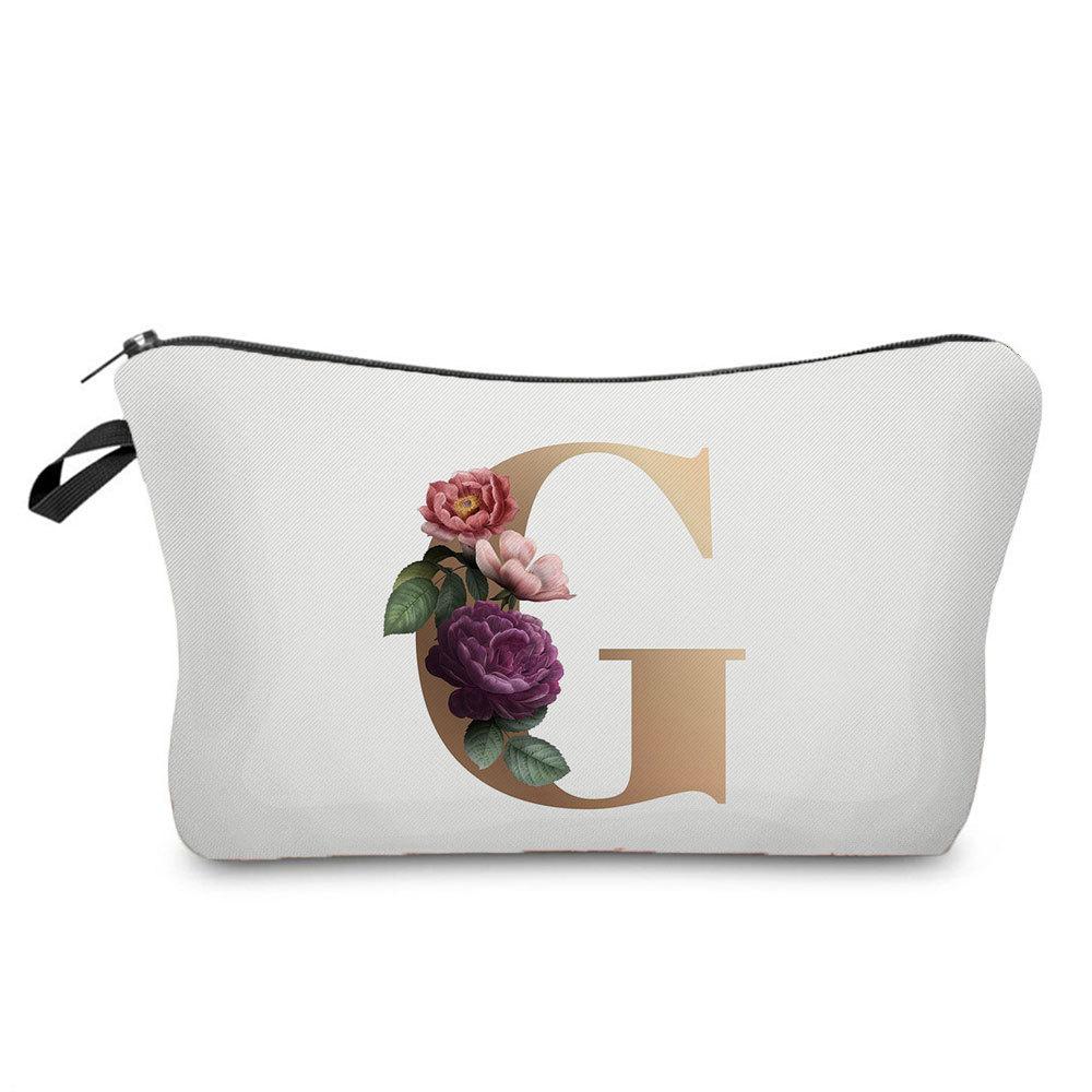 Geantă Cosmetică cu Imprimeu Litere Aurii pentru Femei Organizator pentru Articole de Toaletă Geantă de Depozitare pentru Călătorie 6719