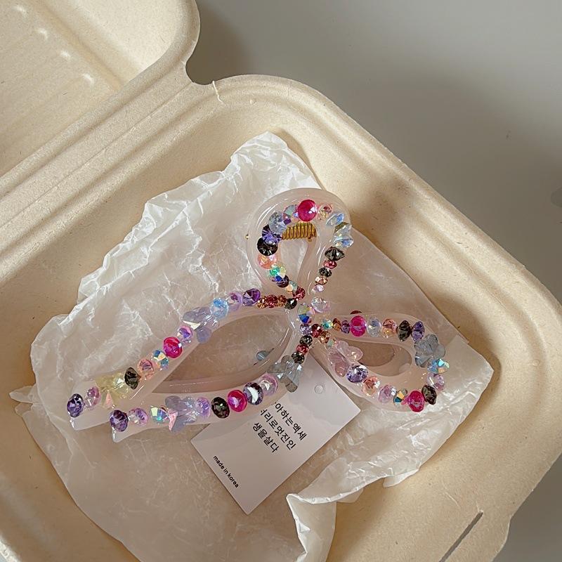 Super Shiny Pink Crystal Butterfly Hairpin for Women, Large Size for Bun Hairstyles, Luxurious and Exquisite Hair Clip