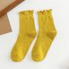 Summer Thin Casual Cute Trendy Ruffle Edge Cotton Socks, Mid-calf Socks for Women