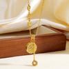 Gold-plated Glittering Ice-crystal Coin Tassel Eight-constellation Compass Pendant Necklace, Rotatable Money Disc Clavicle Chain