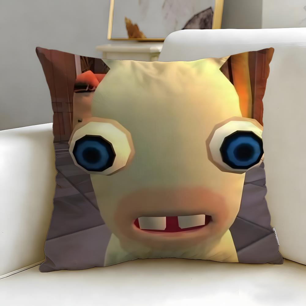 popular game Rabbids Cushion Cover Soft & Easy-Wash Pillow Case – Versatile for Couch, Bed, Travel and Office