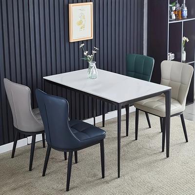 Modern Dining Chair with Soft Cushion and Metal Legs - Stylish Office Single Chair for Dormitory, Available In Green/Blue/Black