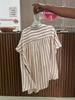 2025 Chic European & American Women's Striped Loose Lapel Short Sleeve Shirt
