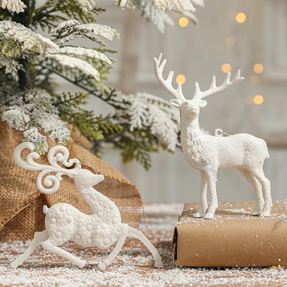 New Christmas Tree Decorations Pendant Xmas Tree White Elk Snowflake Ornaments Home Hanging Decoration 2025 New Year Party Decor