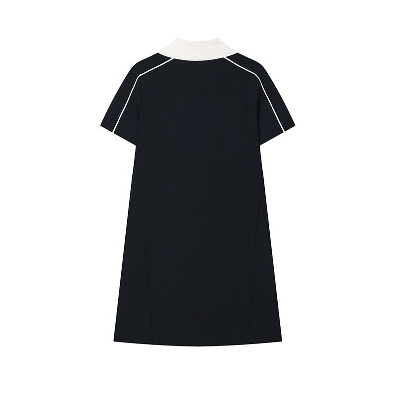 Fila Original Fashionable Comfortable Versatile Casual Short Sleeve Dress Women Dresses Legendary-Blue F11W529306F-NV