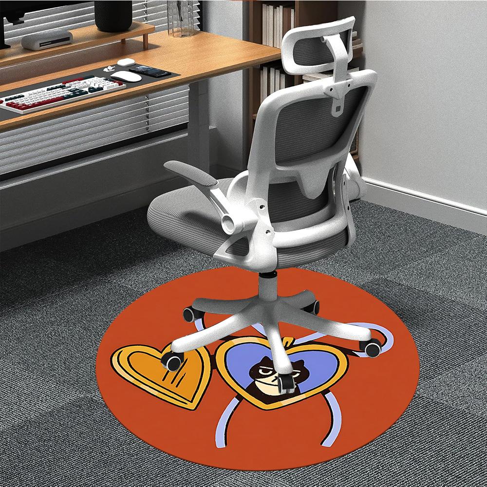 1pc Heart Cat Office Round Area Rug, Mat Suitable For Office, Under Office Chairs Bedroom Living Room Home Decor, Room Deco