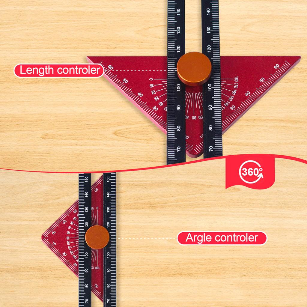 Adjustable Triangle Ruler for Woodworking Multi Angle Measuring Tool with Precision Markings