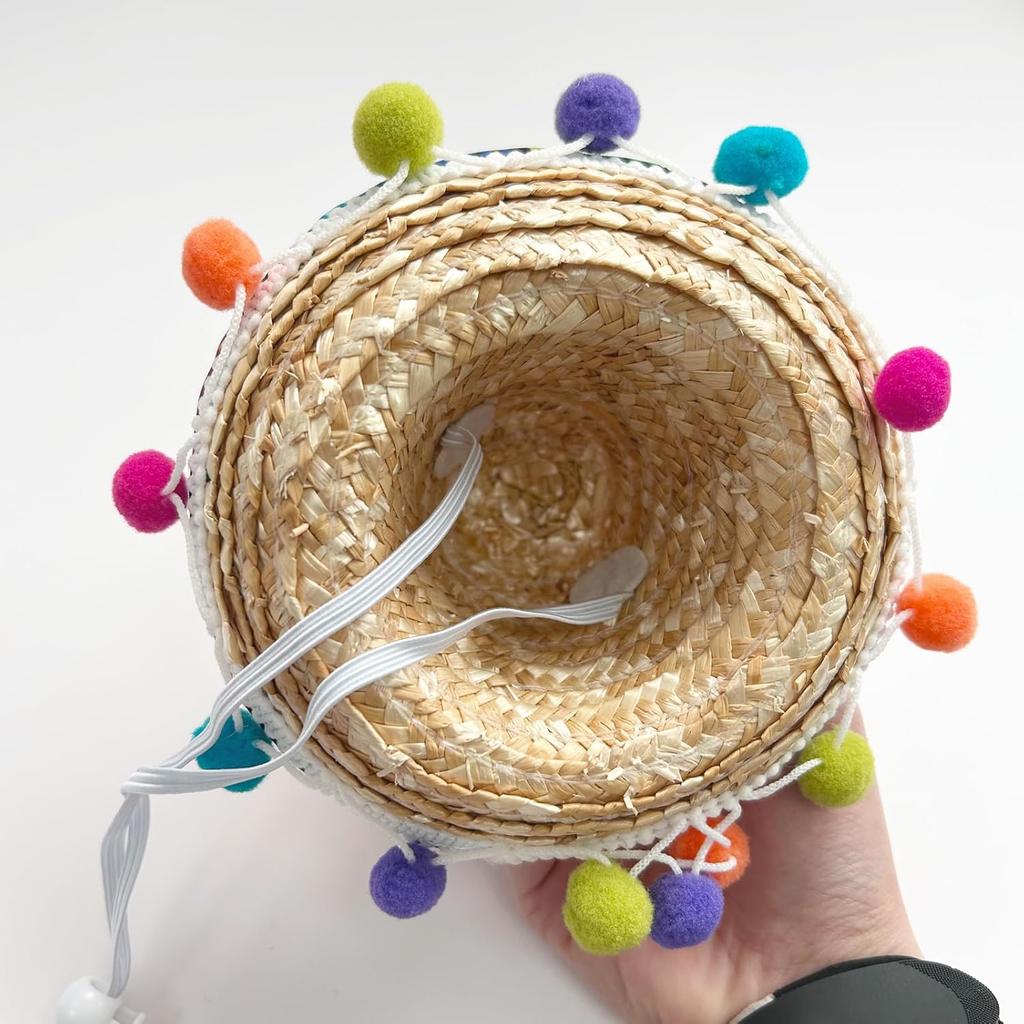 Cat Sombrero Cat Hats Bandana Scarf Rainbow Scarf Pet Straw Hat Cinco De Mayo Pet Hats Mini Sombrero Hat for Cat Puppy Small Dog