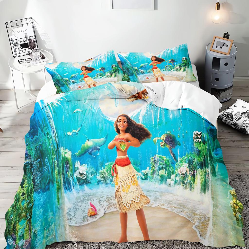 Moana Princess Anime Home Bedroom Comforte Nordic polyester material suitable for children and adults 2/3-piece set
