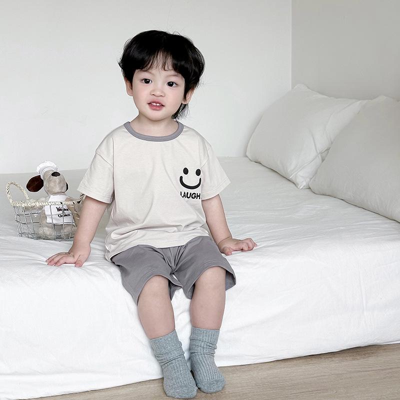 Girls' Summer Cotton Pajama Set - Breathable Cartoon Shorts and Round Neck Top