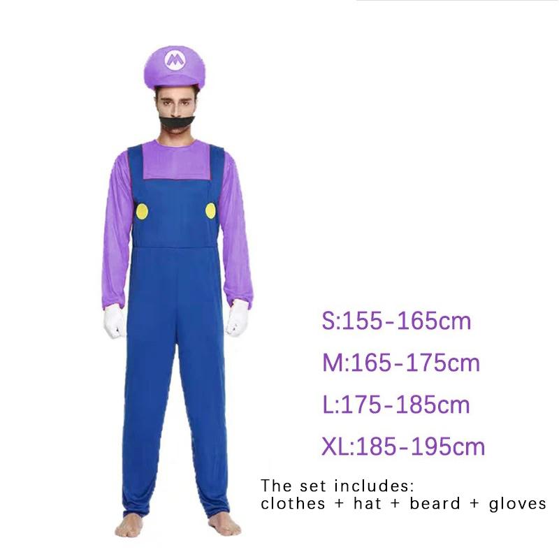 Game Marios Super Luigi Brothers Uniform Set Cosplay Costumes Funny Anime Adult Men Jumpsuit Woman Dress Halloween Costume