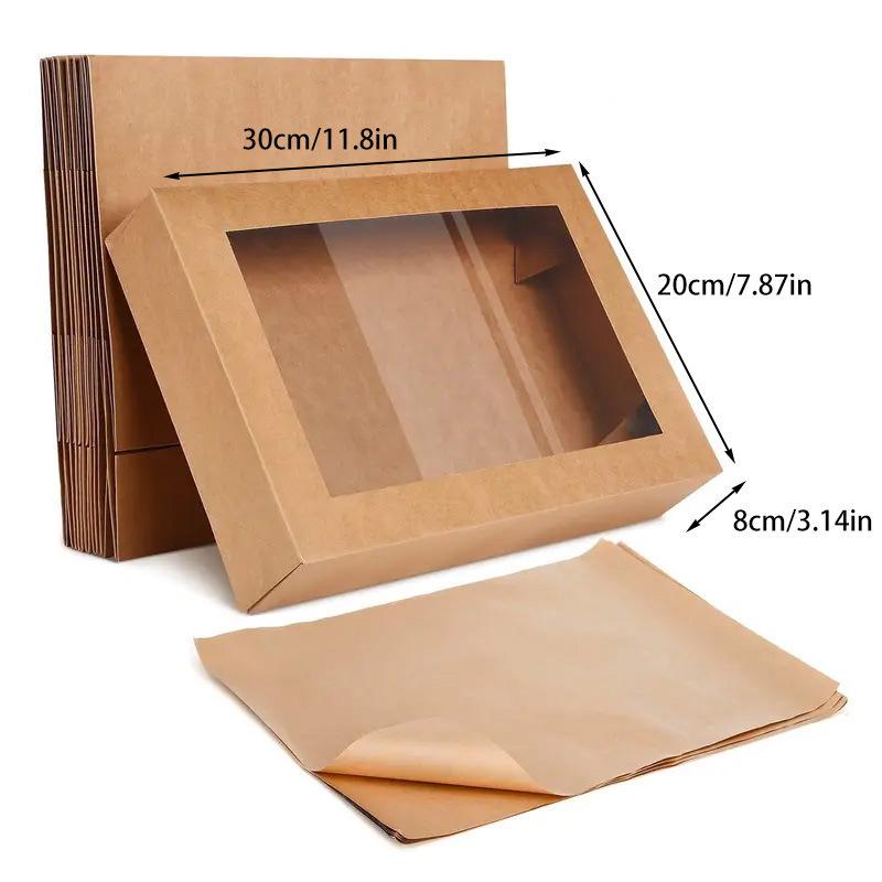 Kraft Paper Picnic Dessert Box for Outdoor BBQ and Camping