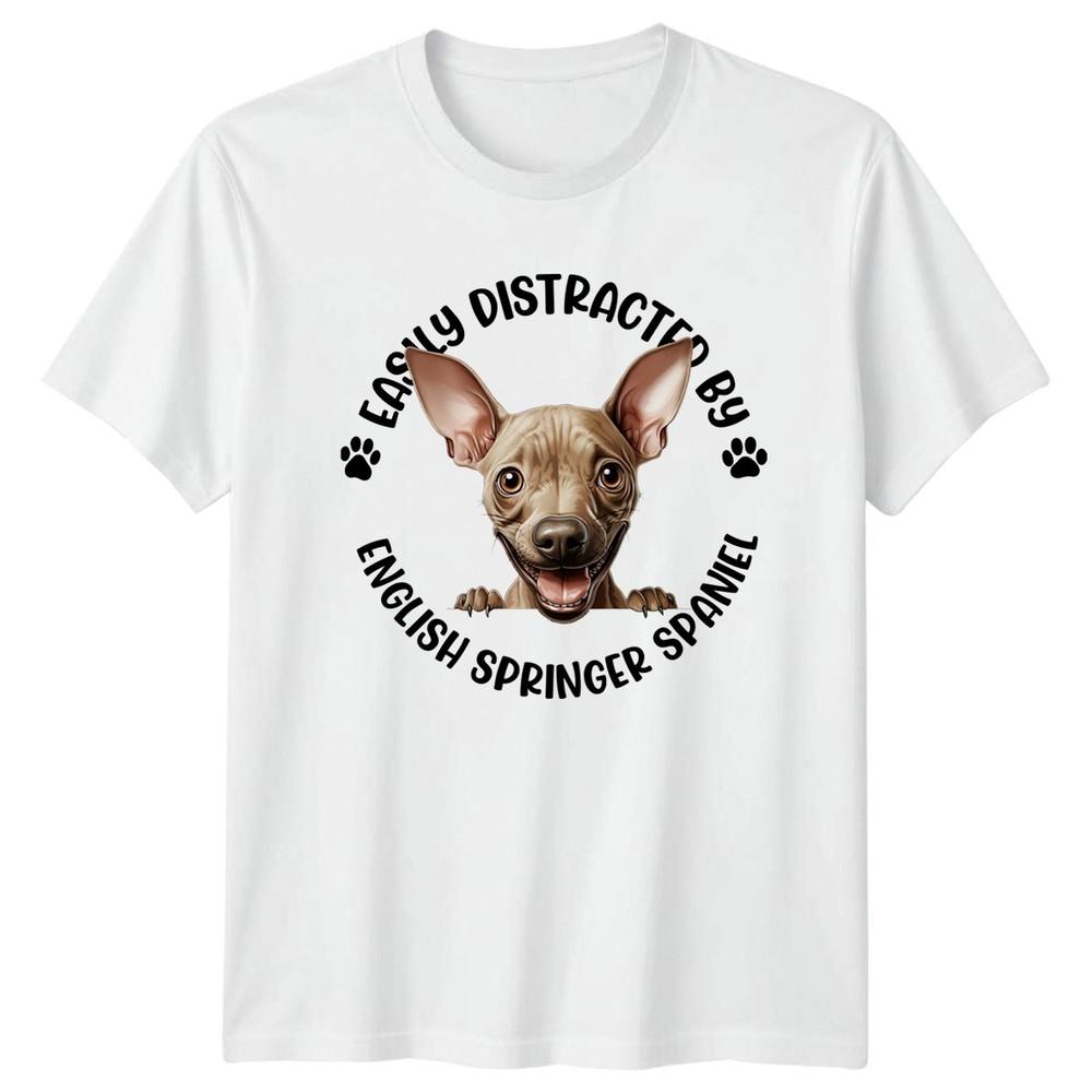 Easily Distracted By English Springer Spaniel Unisexs TShirt Unisexs Tee Graphic S
