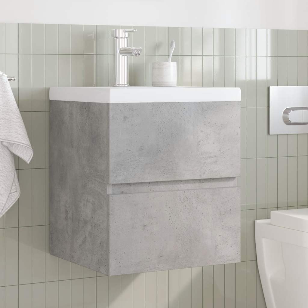 2 Piece Bathroom Furniture Set Concrete Grey Particleboard