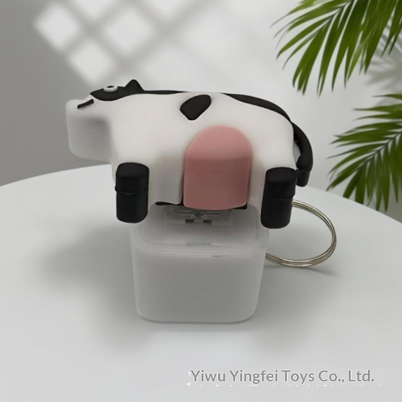 Cow Dog Stress Relief Luminous Sound Making Keychain Fun Prank Venting Abstract Idol Creative Cultural Gift Plastic Material