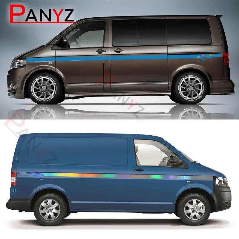 2PCS Car Stickers For Volkswagen VW Transporter T4 T5 T6 Camper Van Side Racing Stripes Graphics Vinyl Decals Auto Accessories