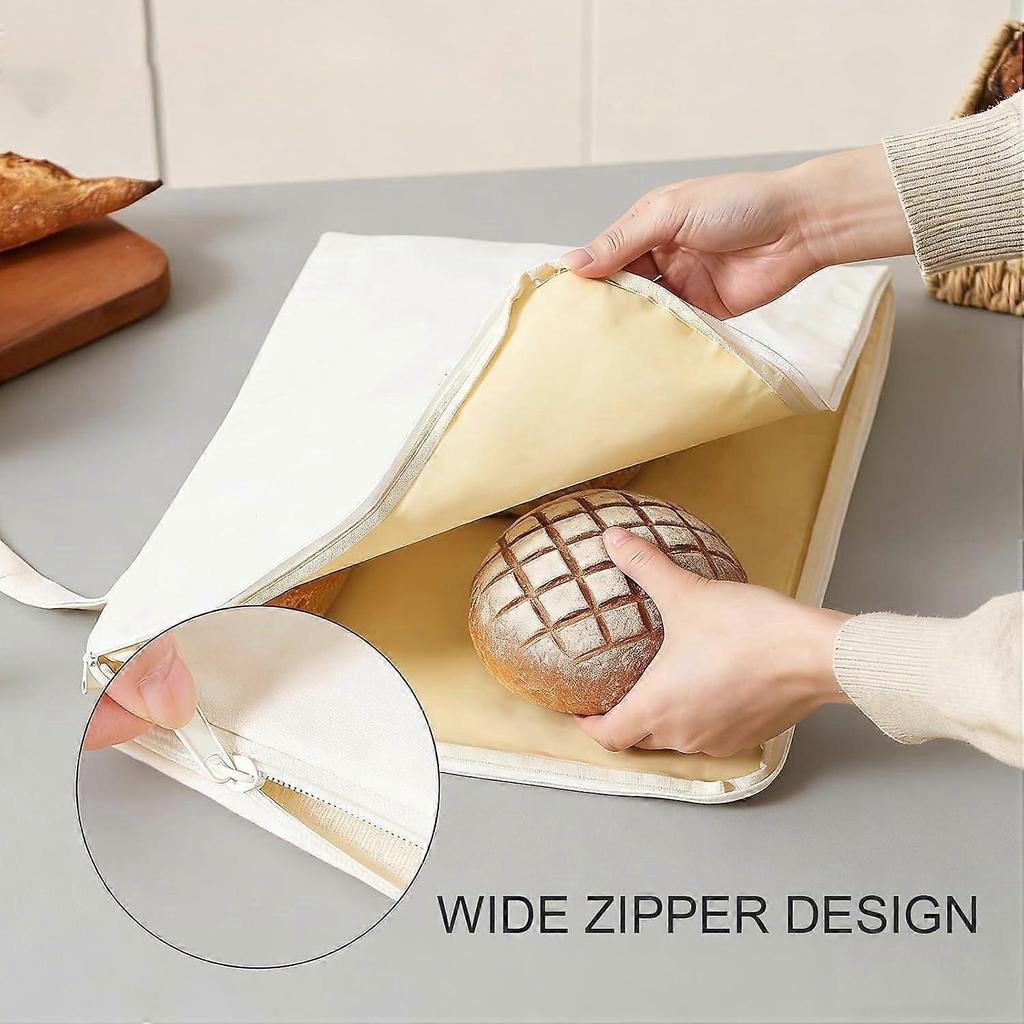 Beeswax Lining Bread Bags, Reusable Bread Bags for Homemade & Sourdough Bread, Moisture Lock with Zip for Bread Freshness with Sealing Less