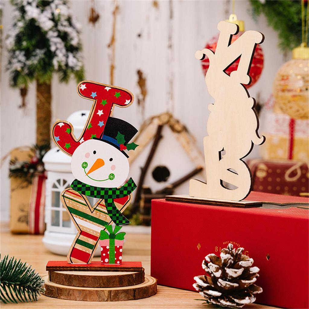 Christmas Wooden Letter Ornament Decoration Craft Gift Decorative Tabletop for