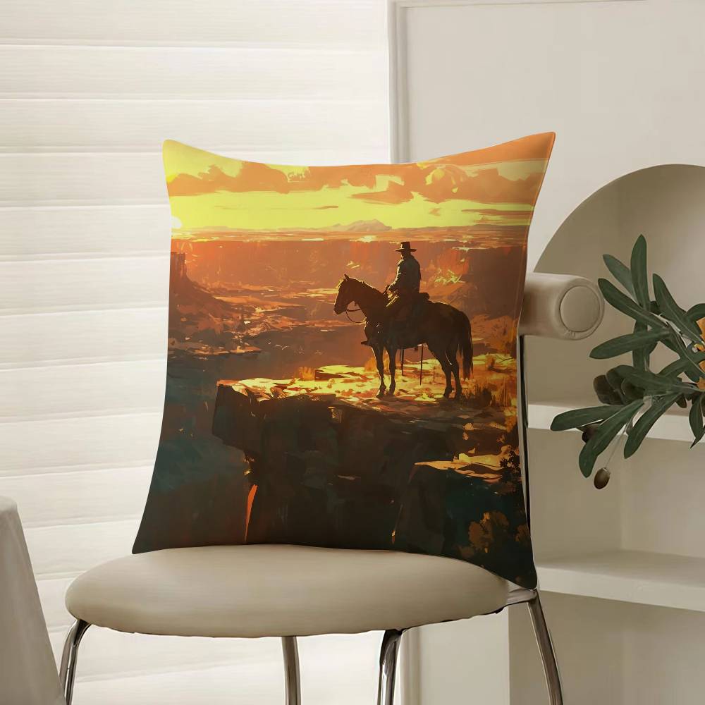 World Famous Game Red Dead Redemption-Pop Pillow Case Comfort Sofa Bed Silky Elegant Invisible Zipper Decorative Cushion Cover