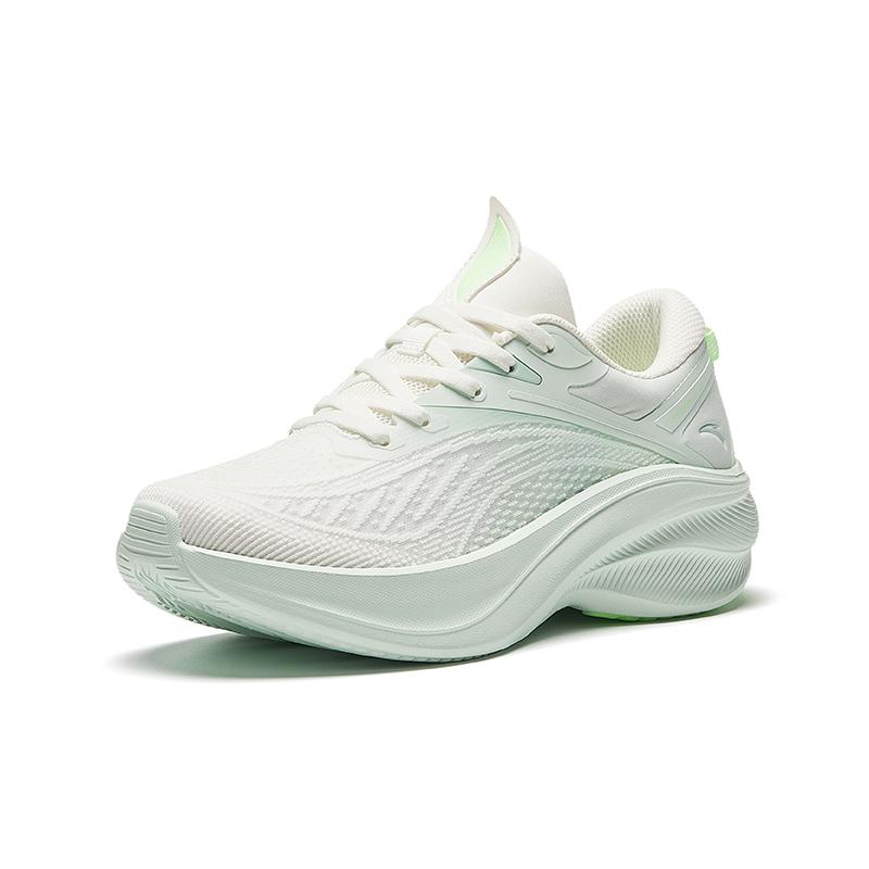 Anta Leaf 5 Shock Absorbing Wear Resistant Breathable Lightweight Low Top Running Shoes Women Sneaker White Green 922525575F-1