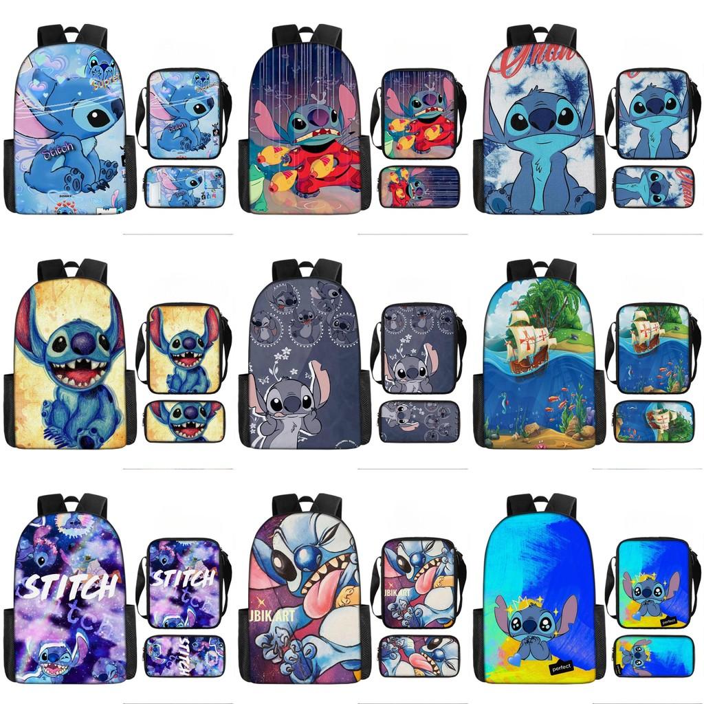 Disney Stitch School Backpack Oxford Cloth Lightweight Breathable Bookbag For Kids