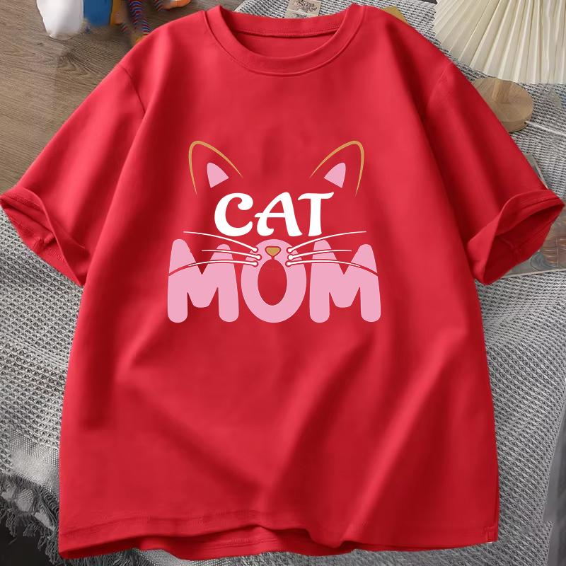 New Funny Cat Mom Printing T Shirt Women Summer Cool Loose Casual T Shirt Cat Lover T Shirts Unisex S