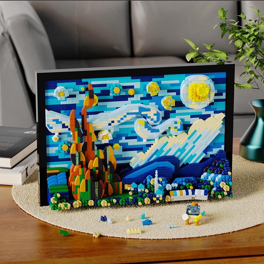 LULUFUN Starry Night by Van Gogh Building Blocks Set, Toy, Starry Night, Interior Decor, Art, Painting, Birthday, Christmas Gift for Kids and Adults