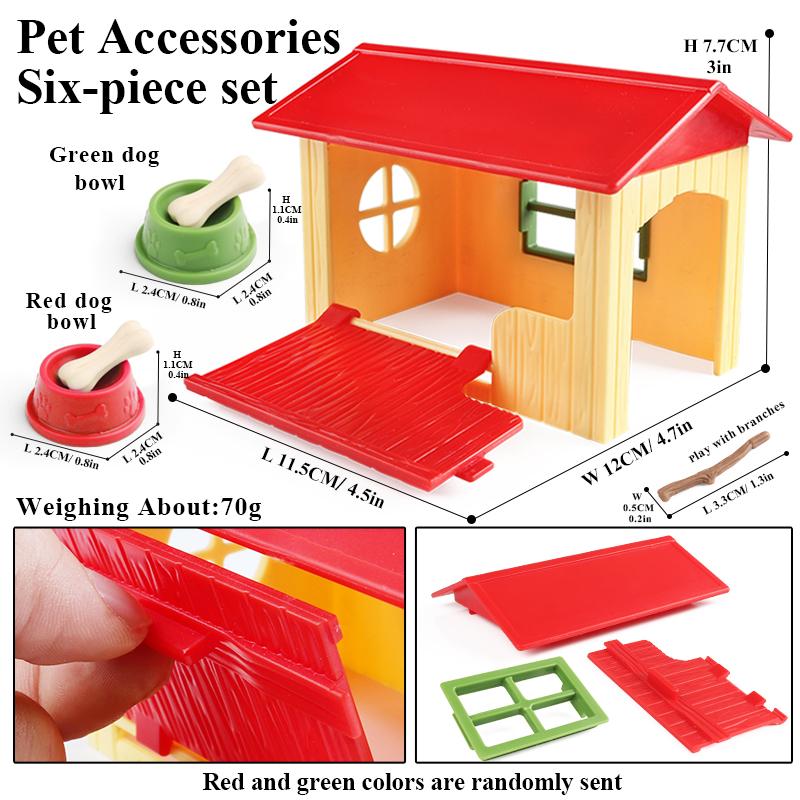 Oenux Home Decoration Dog House Equestrian Fencing Palm Farm Cow Horse Animal Model Action Figures Miniature Cute Kid Toy Gift