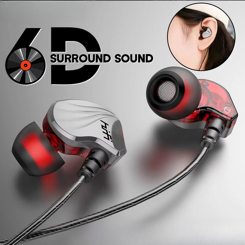 Auriculares con Cable 6D Sonido Envolvente Tipo C 3.5mm Auriculares In-Ear Auriculares Deportivos para Gaming Auriculares Manos Libres para iPhone para Samsung