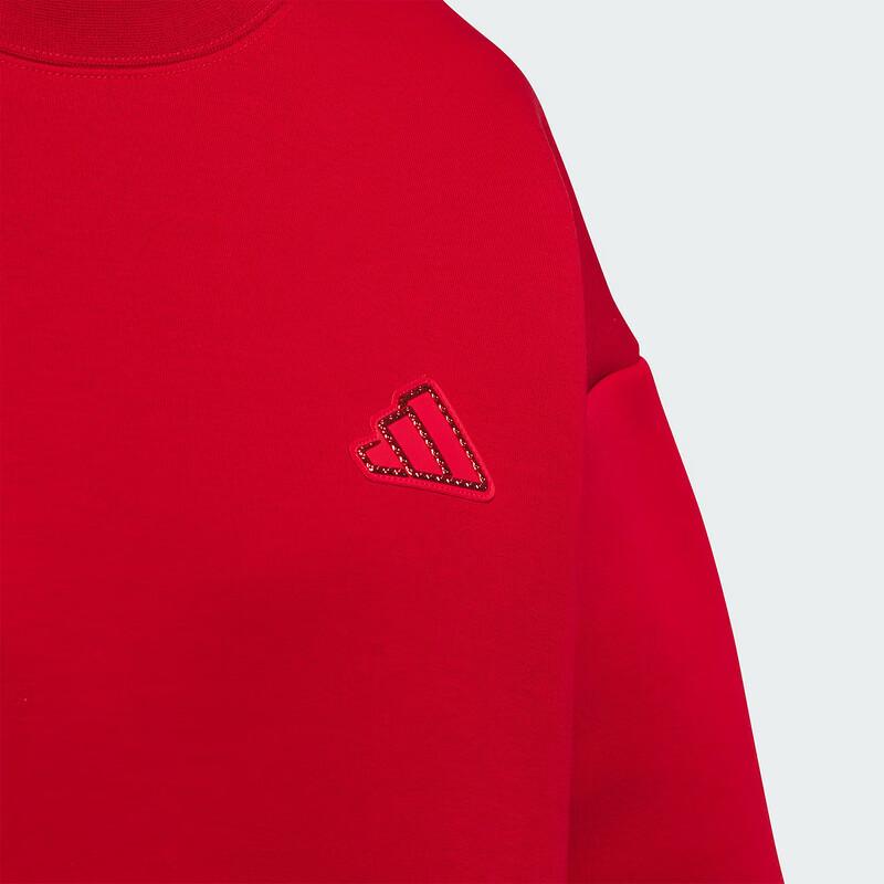 Adidas Casual Series Reversible Knit Pullover Crewneck Comfortable Sweatshirt Women Sweatshirt Energy-Red JZ1640