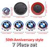 DJSA5 Hood Trunk Wheel Steering Badge 7Pcs Emblem Set For BMW E46 E90 F10 F30 G20 X5 82mm 74mm 68mm 56mm 45mm 50th Anniversary Car
