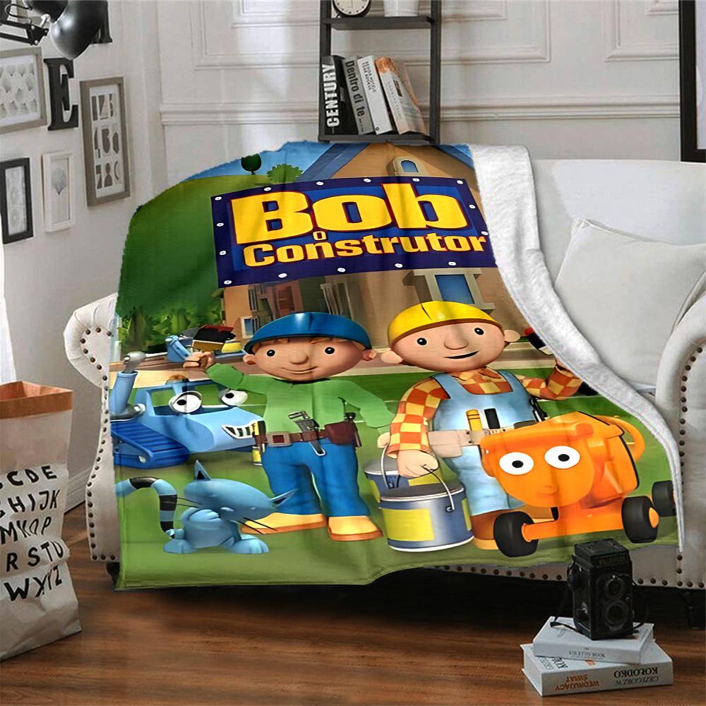 Bob Builder'S Adventure Flannel Blanket Super Soft Warm Cozy Blanket For Sofa Bed Office Travel Allseason Home Decor Gift