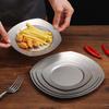 Vintage Stainless Steel Steak Dinner Plates Fruits Dessert Vegetable Shallow Plate Kitchen BBQ Picnic Restaurant Hotel Tableware