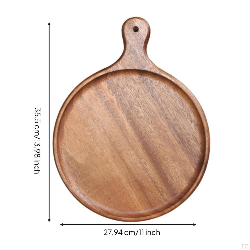 Wooden Serving Board with Handle Pizza Smooth Walnut Platter for Hosts,