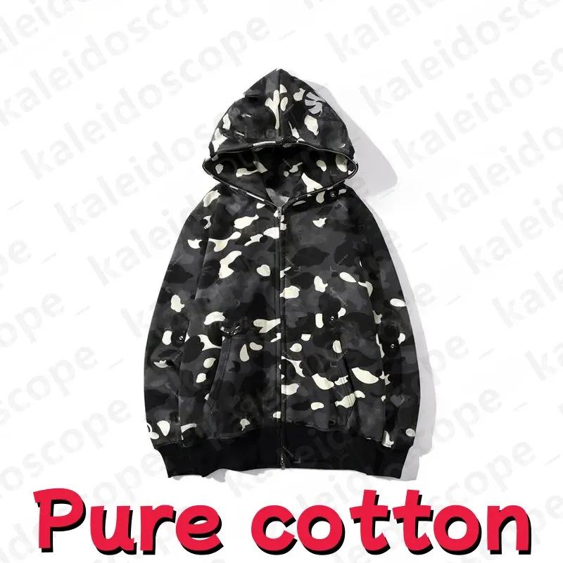 In-Stock Luminous Shark Head Camouflage Double Hood Sweatshirt - Unisex Fleece-Lined Autumn/Winter Outerwear