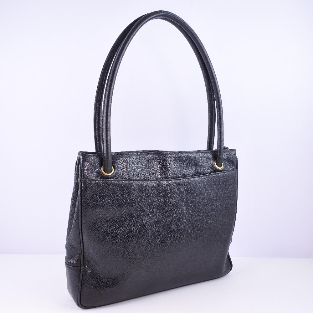 CHANEL Tote Bag black Caviar skin Women Used