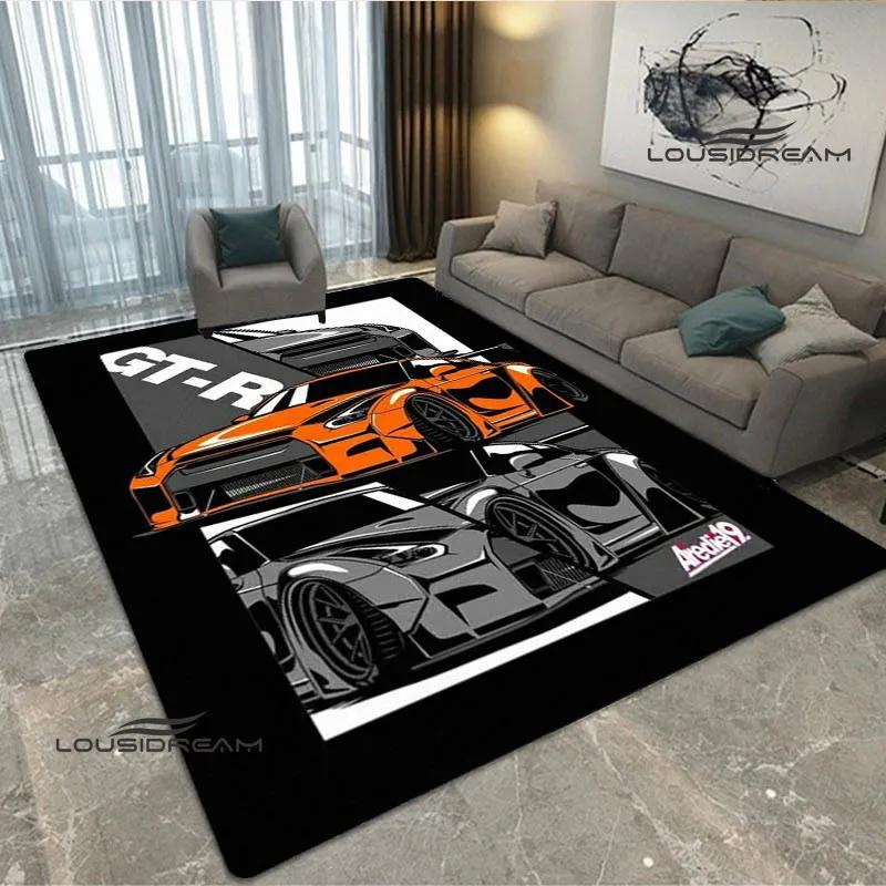 JDMs GTR Flag Car Pattern Carpet Decoration Room Home Outdoor Decor Racing Rug Non Slip Washable Game Style Floor Mat
