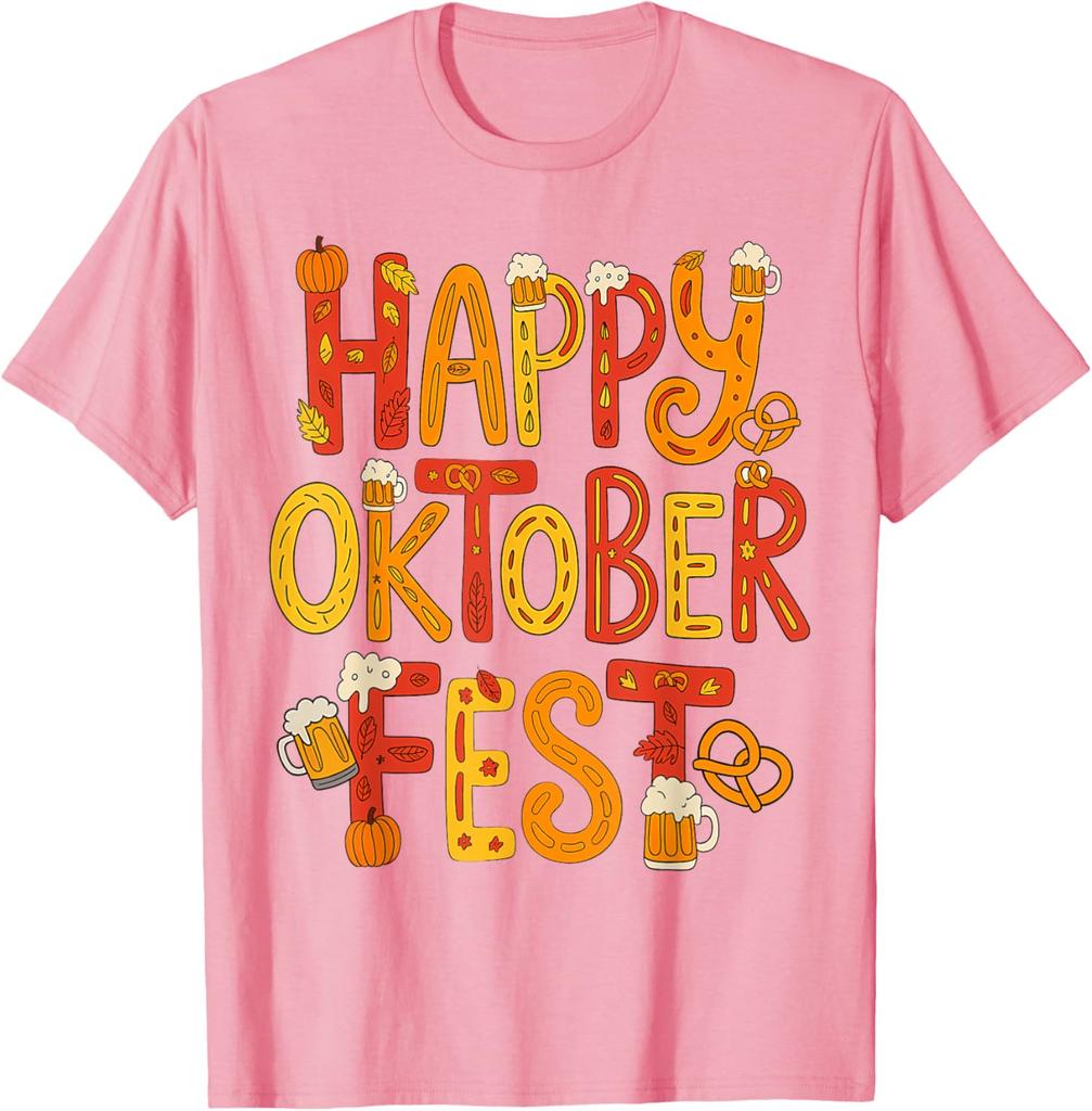 Glückliches Oktoberfest Bier Brezel Kürbis Festlich Herren Damen T-Shirt Mode Lässig Baumwolle Grafik T-Shirts Streetwear Oberteile T-Shirt