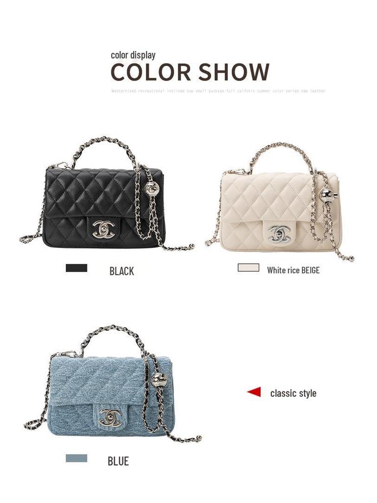 2025 Hochwertige Damen-Crossbody-Tasche aus echtem Leder - Schultertasche mit Kette und Rautenmuster