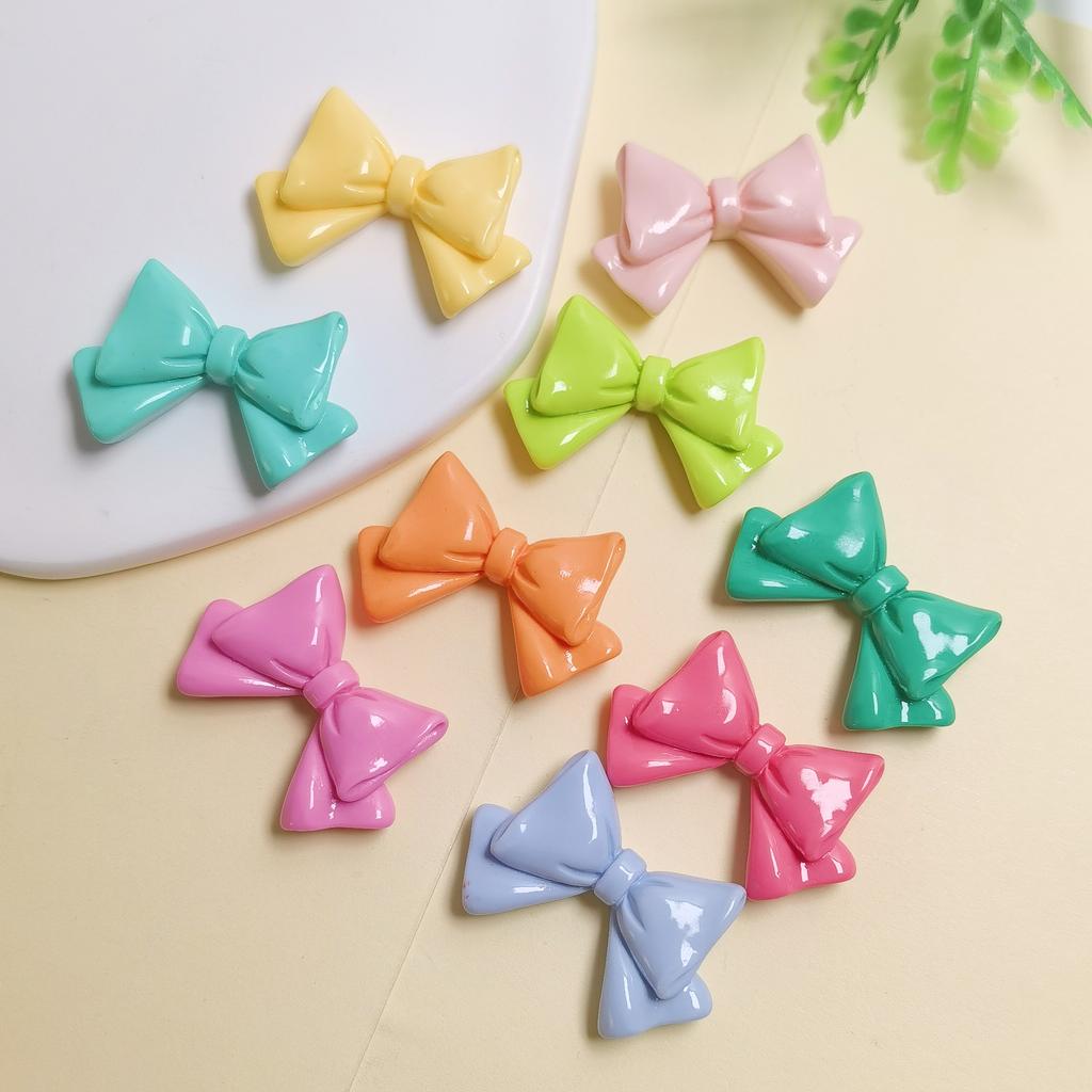 Colorful Bowknot Resin Cabochon Flatback Fit Phone Decoration Parts DIY Hair Bows Accessories Scrapbooking Craft