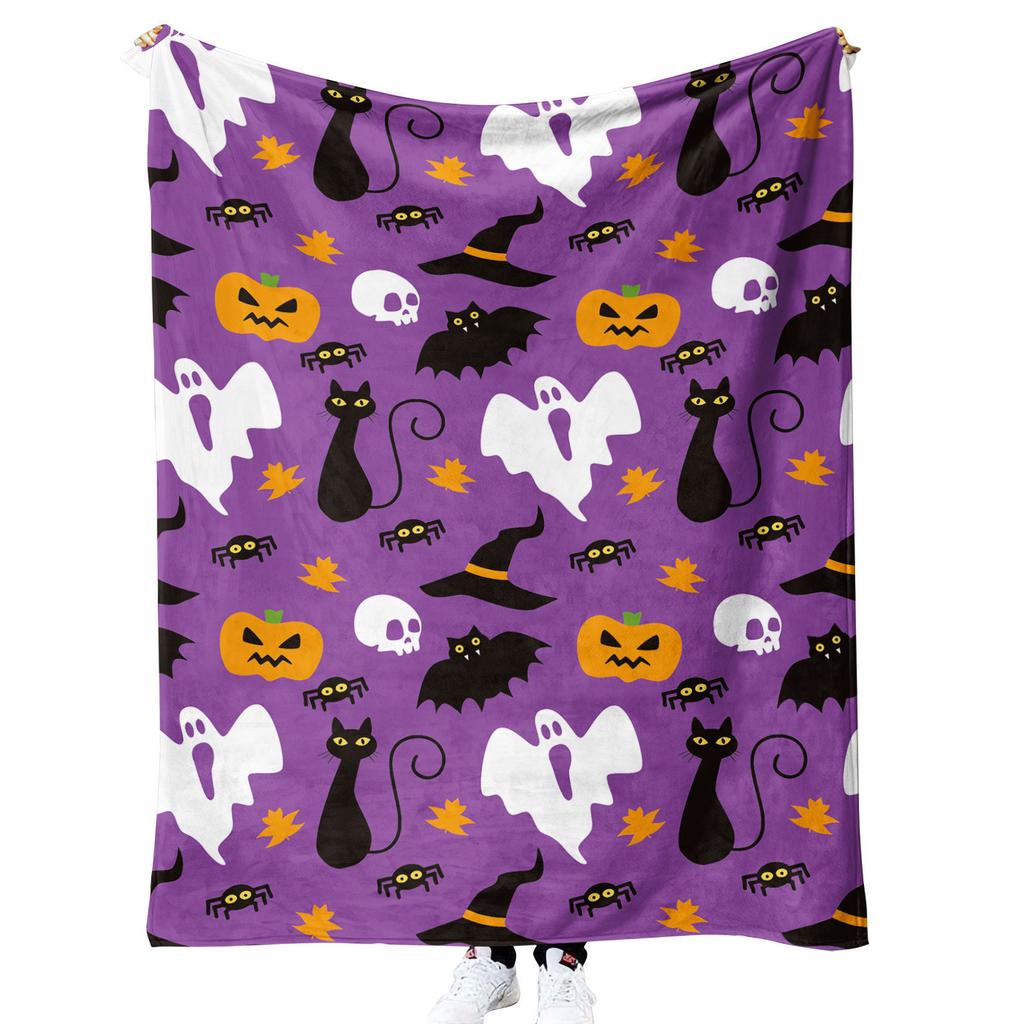 Halloween Pumpkin Design digitalprinted polyester Bedroom velvet flannel soft sofa cover blanket Fleece soft sofa cover