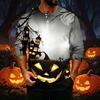 Men's Casual Raglan Three-Quarter Sleeve Shirt Halloween Print