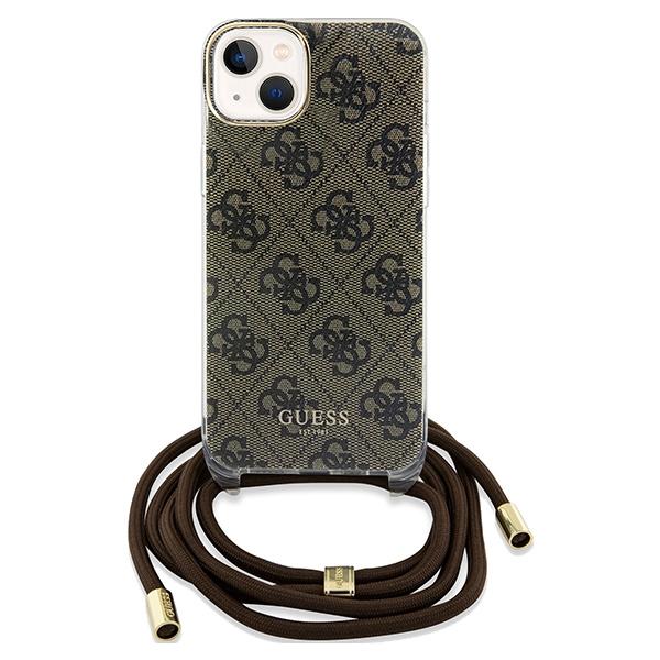 Guess Guhcp15Shc4Sew Iphone 15 / 14 / 13 6.1 Brązowy/Brown Twarde Etui Sznurek Crossbody Nadruk 4G
