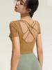 Quick-Drying Sports T-shirt with Chest Pads & Cross-Back Design for Running & Yoga