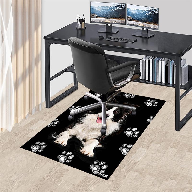 1PC Dog paw prints Non-Slip Floor Carpet Compatible for Office&Living Room&Dining room - Flat-Weave Machine- Soft & Pattern-E293
