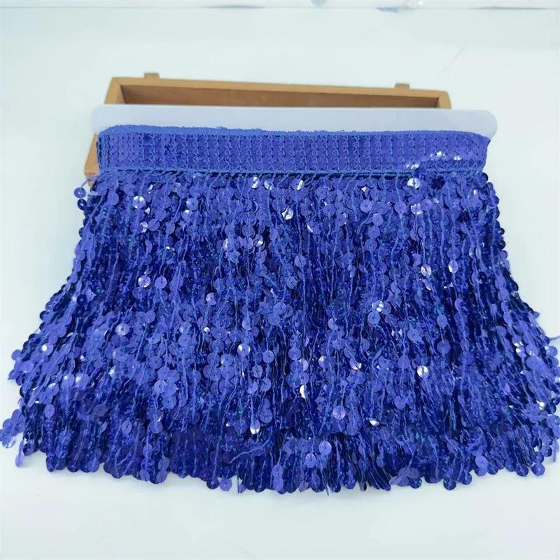 Dantelă cu Franjuri cu Paiete Laser de 15 cm, Accesorii Lanț de Talie pentru Haine de Dans Latin, Accesorii de Îmbrăcăminte DIY