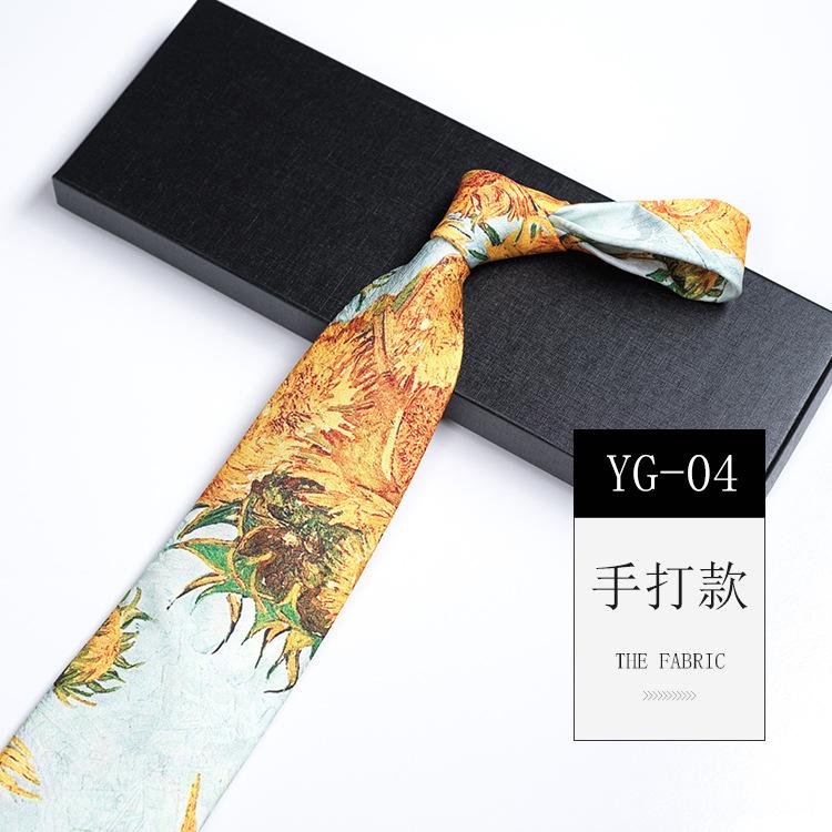 Pattern Printed Tie Men'S 9Cm Wide Personalized Retro Banquet Hosting Suit Large Flower Polyester Hand Tie