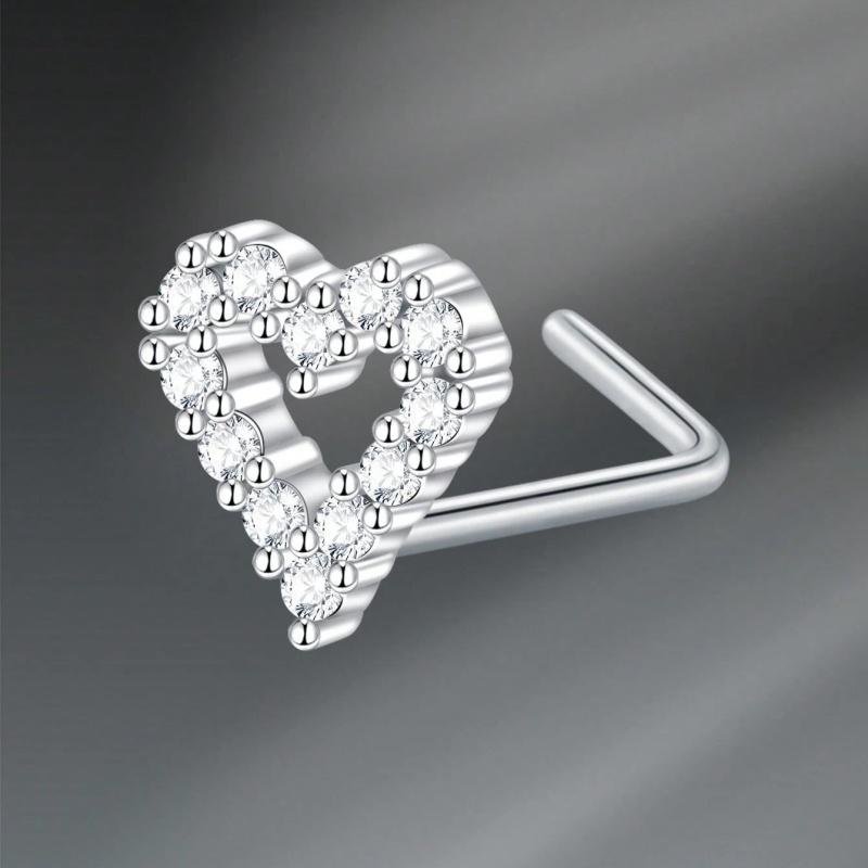 Argolas de Piercing de Nariz em L Coração Lua Fofo Zircônia Brilhante Cor Ouro Prata Piercing de Nariz Para Mulheres Meninas Joias de Narina