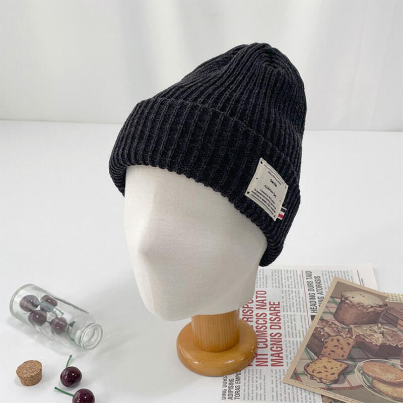 Women s Winter Beanie with Wide Brim and Patched Skullcap C6540_Beige